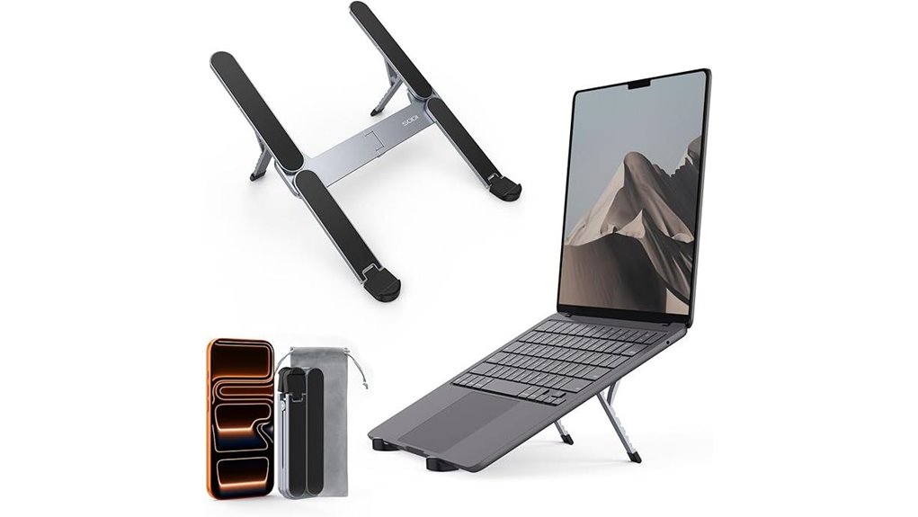Stable, Portable Laptop Stands for Travel & Work 4 compact foldable aluminum stand