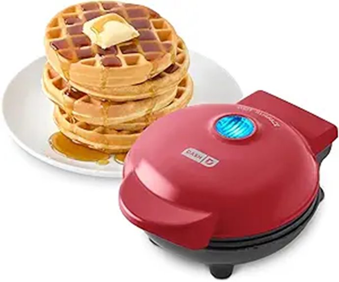 Best Waffle Maker (Mini) That Will Amaze Your Breakfast Routine 3 compact red ptfe waffle