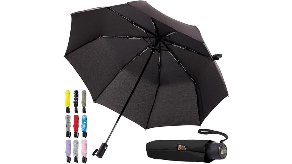 compact windproof black umbrella
