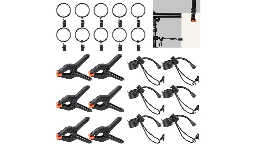 Portable Backdrop Clips For Travel Creators: Easy Setup 10 complete 22 item backdrop kit