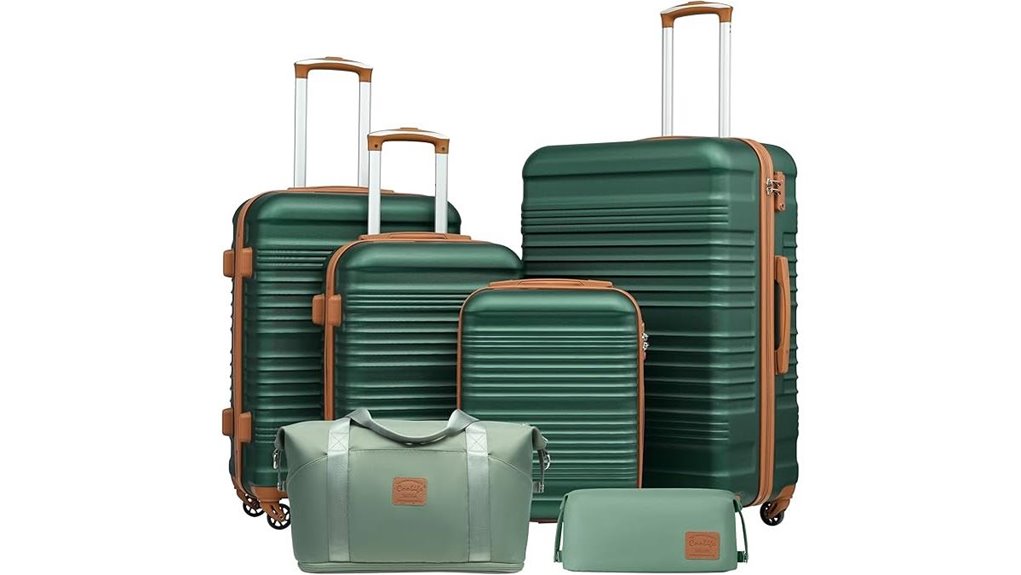 Top Luggage with Front-Open Compartments (Hotel-Friendly) 12 coolife 6 piece hardside lock