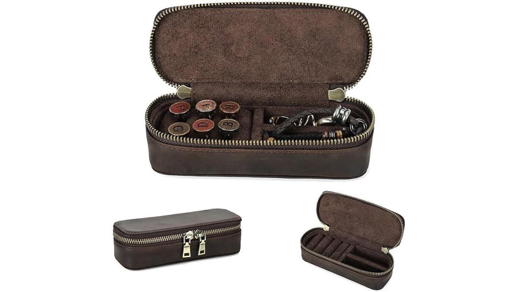 crazy horse leather cufflink organizer