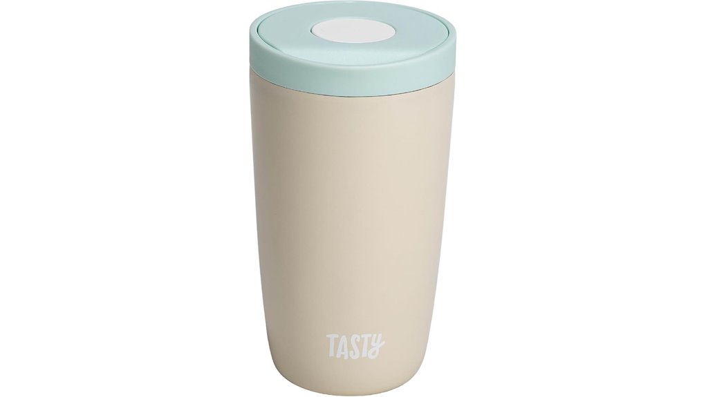 Travel Coffee Mugs With One-Hand Open Lids: Coffee on-the-Go 1 cream insulated push mug