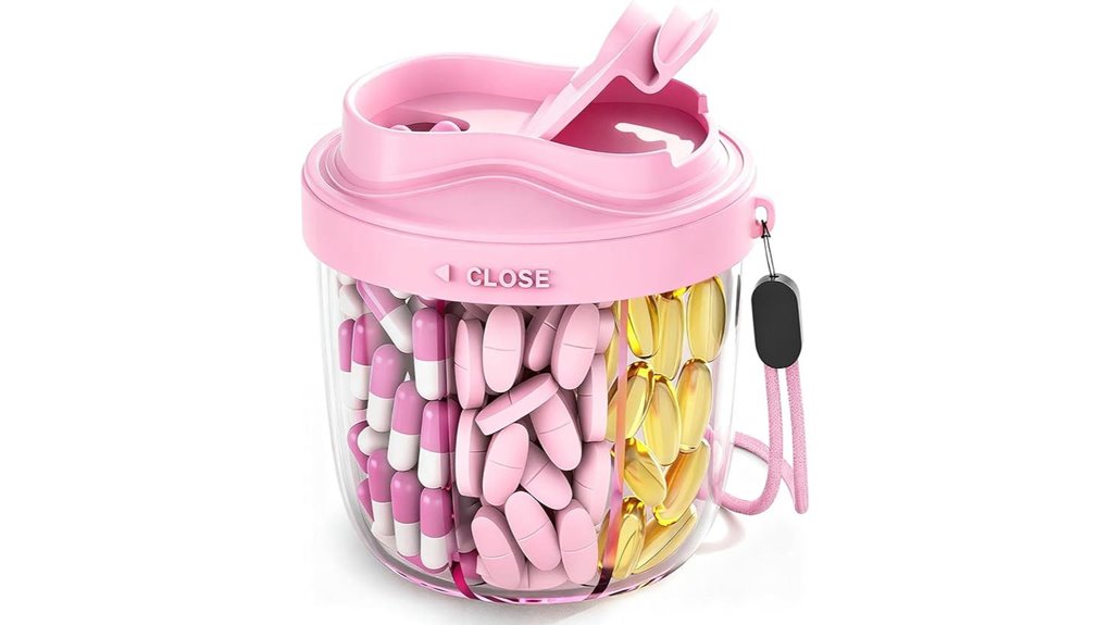 Best Small, Labeled, Durable Travel Pill Bottles You Need 12 cute 7 compartment pink organizer