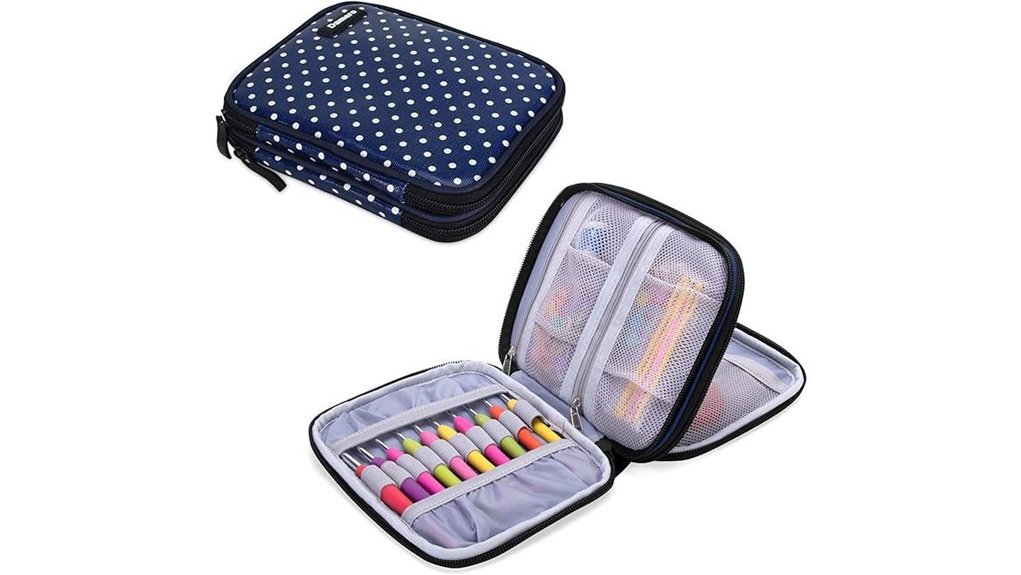Ultimate Crochet Hook Cases That Travelers Love 3 damero blue dotted case