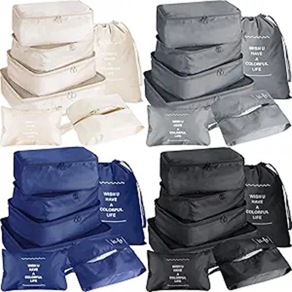 Packing Cube Sets Ideal for 40L Backpacks: Long, Narrow Cubes 10 dark travel packing cubes