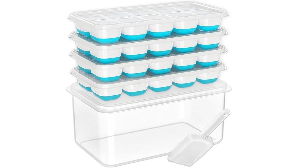 Top Ice Cube Tray With Lid That Stops Spills 6 doqaus 4 pack lidded bin