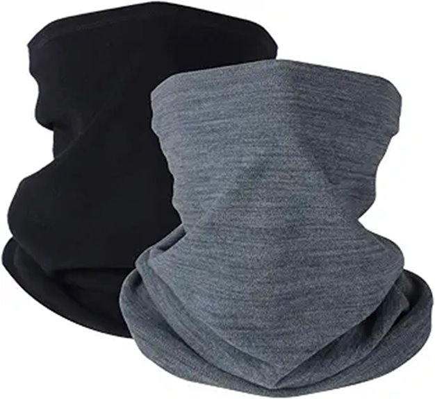 Top Neck Gaiters for Cold Flights & Windy Streets 2 double pack fleece neckwarmer