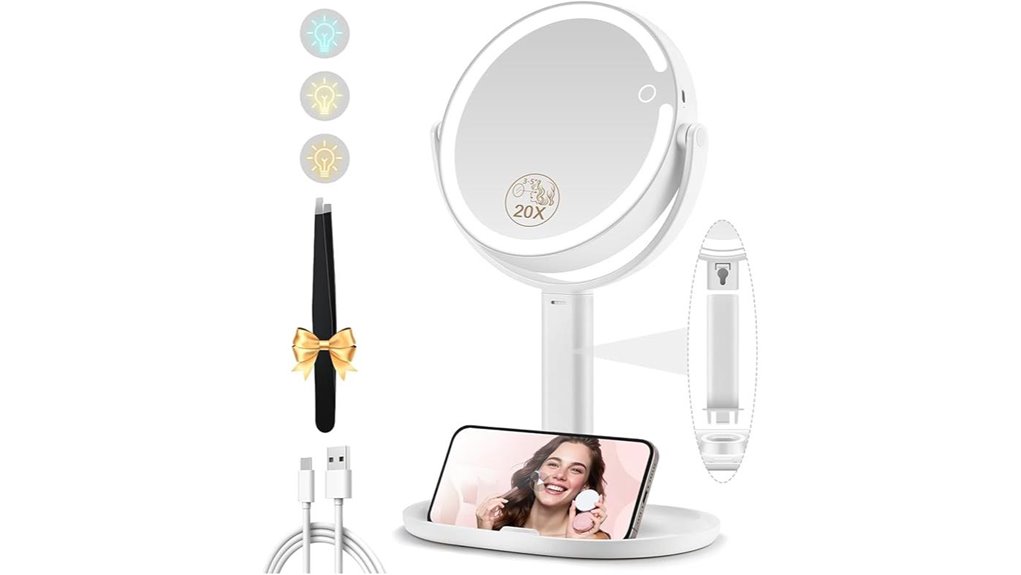 double sided 1x 20x lighted mirror