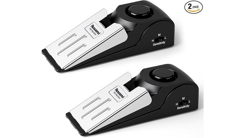 Top Door Wedge Alarms for Loud, Sensitive Travel 5 dual 120db black sirens