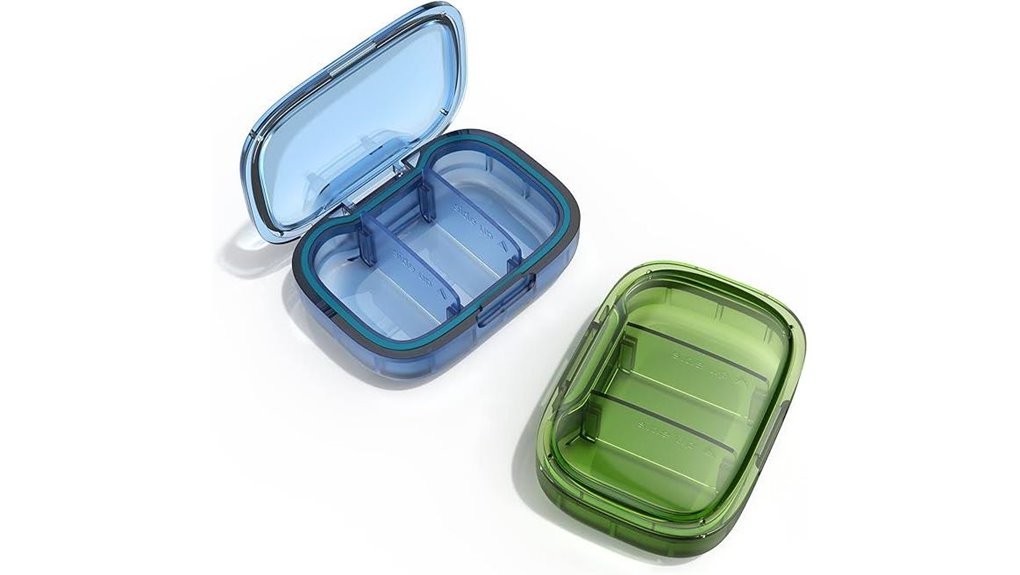 Travel Pill Organizers That Don’t Rattle (Tight Lids) 1 dual 3 compartment moisture proof pillboxes