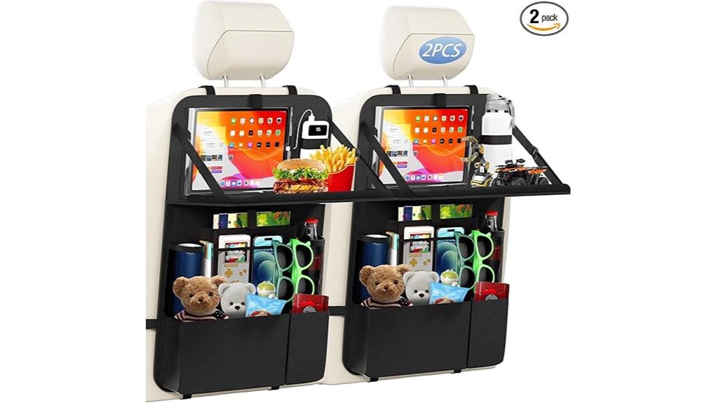 dual backseat table organizer pockets