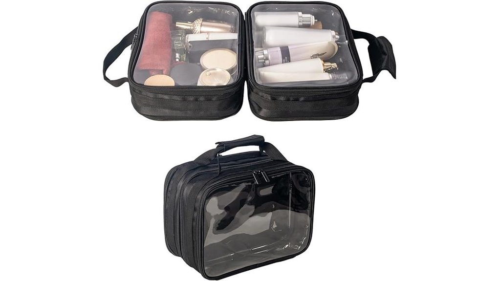 dual compartment travel toiletry pouch