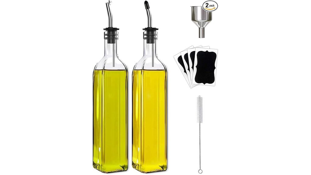 Best Refillable cooking oil bottle (spout) That Saves Waste 1 dual glass oil vinegar dispenser
