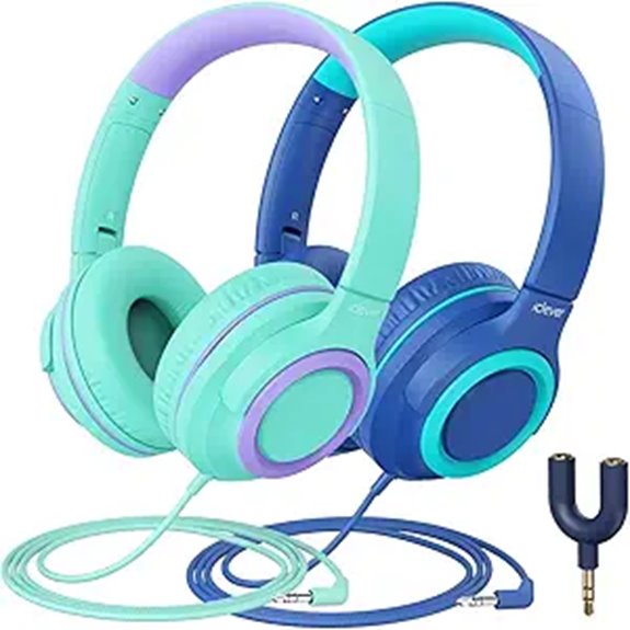 Best Kids' Travel Headphones (Volume Limited) Parents Recommend 2 dual kids headphones splitter