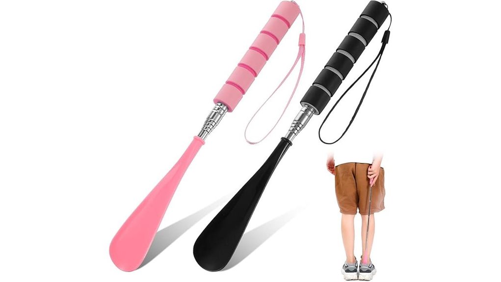 Collapsible, Sturdy Travel Shoe Horns for Comfortable Steps 9 dual long handle steel horns