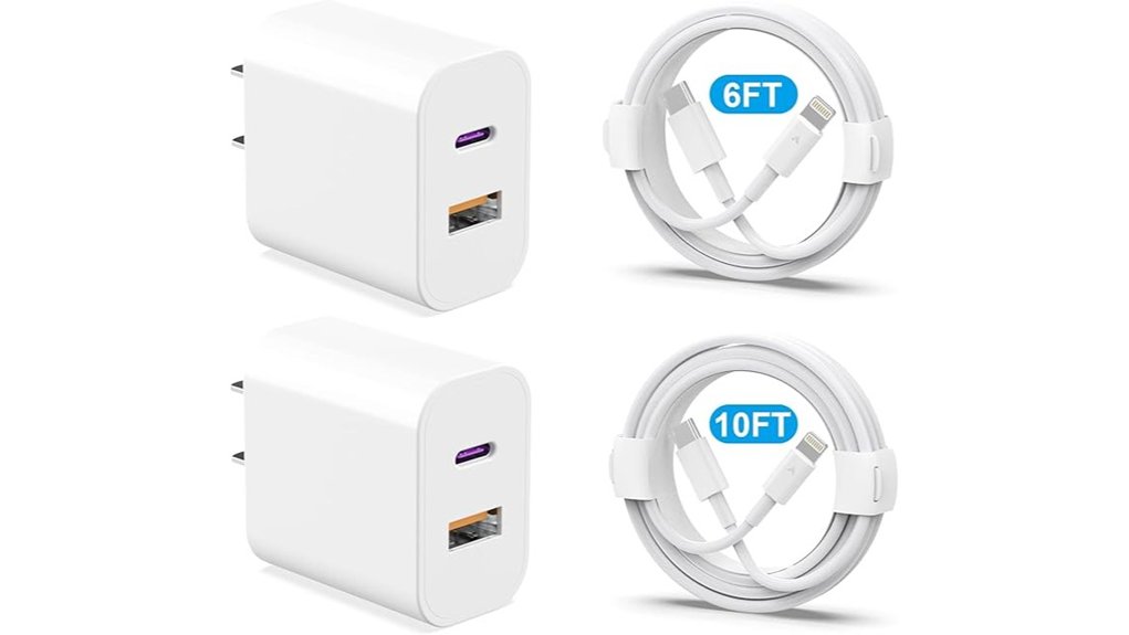Top Travel Charging Cable Sets (Short + Long Combo) Must‑Have 7 dual port 20w mfi charger