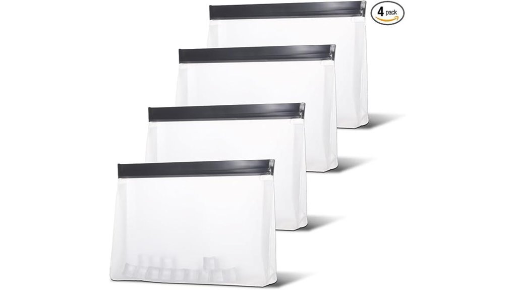 Reusable Ice Cube Bags (Freezer Safe) That Keep Ice Frozen 4 durable leak proof freezer bags