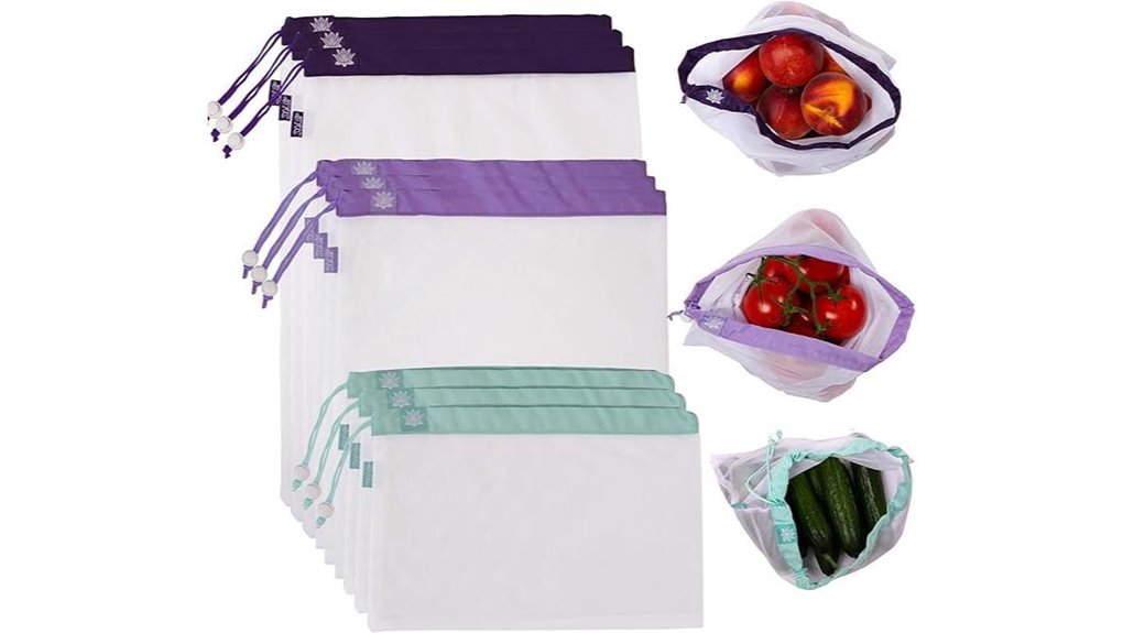 Reusable Produce Bags for Travel Apartments (Light Mesh) 4 eco friendly lotus mesh bags