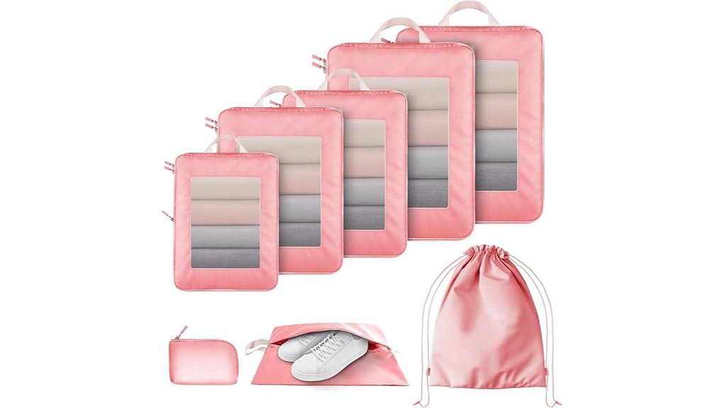 eight compression packing cubes