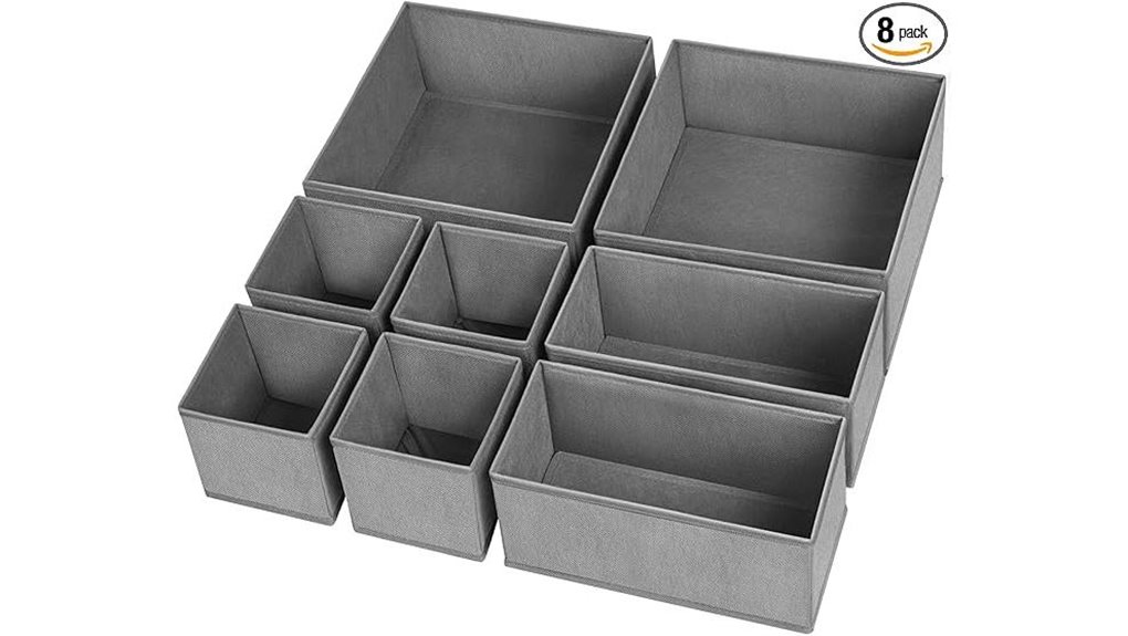 Packing Organizers: Drawer-Style Cubes for Underwear & Socks 6 eight pack gray drawer organizer