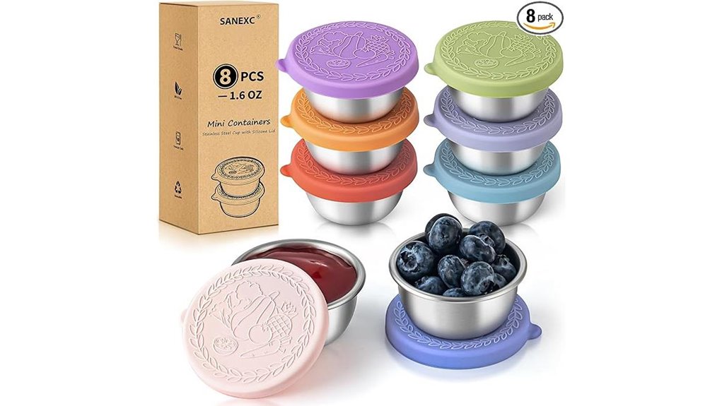 Leakproof Condiment Containers: Top Defense for Travel Lunch 4 eight pack stainless steel cups