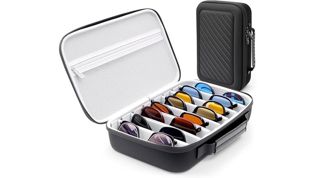 eight pair travel sunglasses organizer