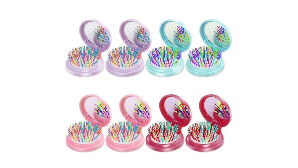 Best Foldable Travel Hair Brushes with Mirrors for On-the-Go 14 eight piece folding brush mirror