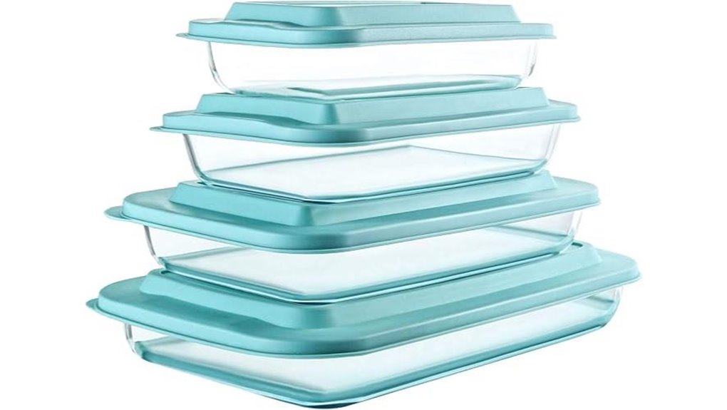eight piece green glass bakeware
