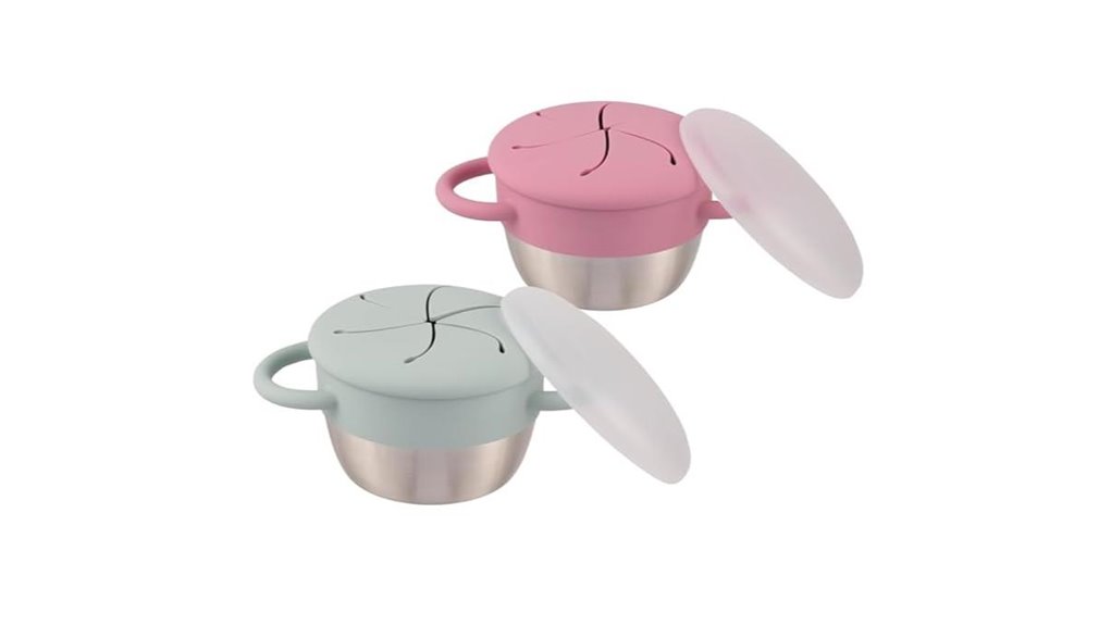 Spillproof Snack Cups for Travel: Effortless Cleanups 9 elk friends 2 pack cups