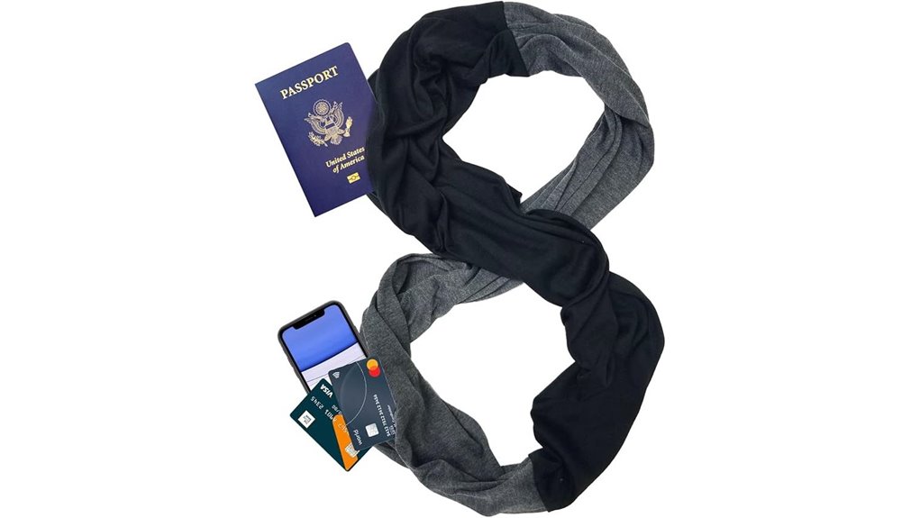 Hidden‑Pocket Scarves Keep Lightweight Items While You Travel 3 elzama dual zip travel scarf