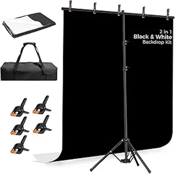 Portable Backdrop Clips For Travel Creators: Easy Setup 6 emart 6 5x5ft black white kit