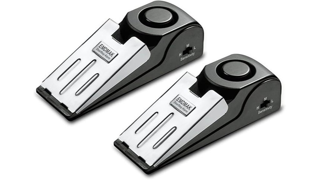 Top Door Wedge Alarms for Loud, Sensitive Travel 1 emdmak 120db door stop