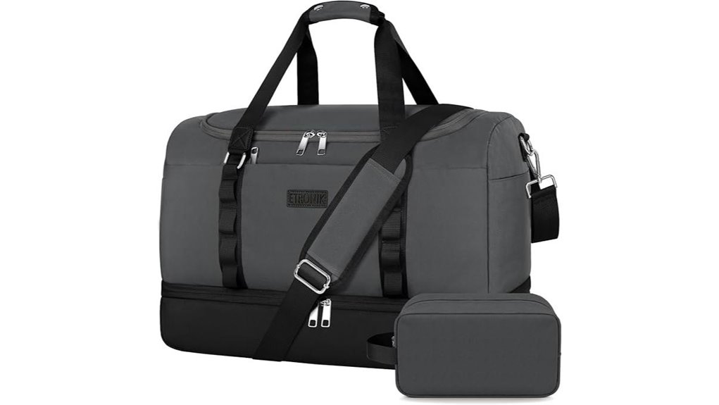 etronik shoe compartment travel duffel