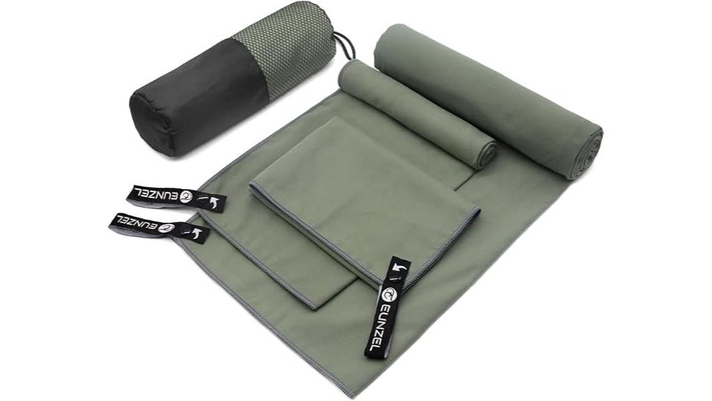 Quick-Dry Travel Towels (Small + Large): Traveler's Favorite 5 eunzel quick dry army green