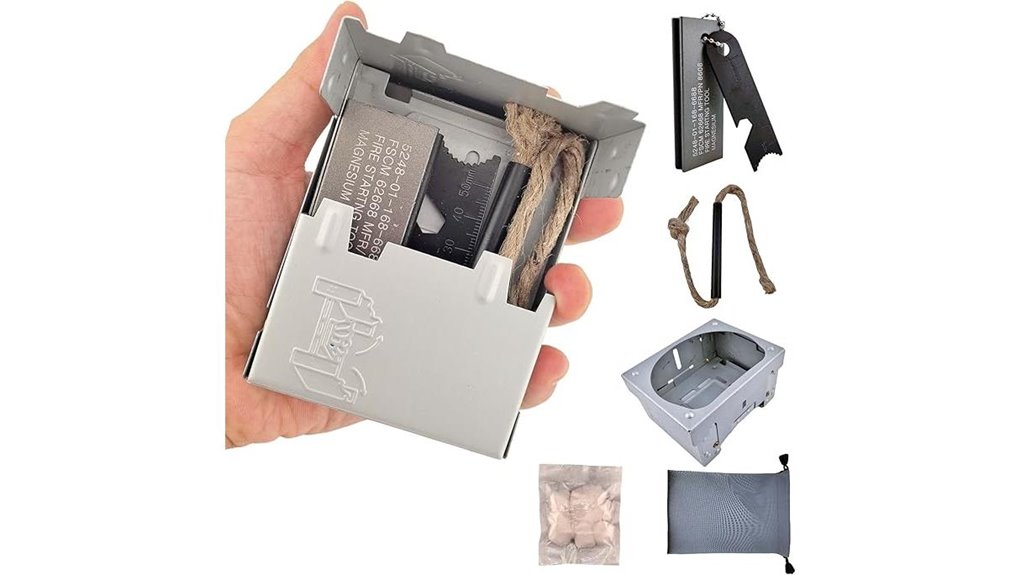 Weatherproof Pocket Fire Starters for Travelers & Campers 7 ferro rod magnesium kit