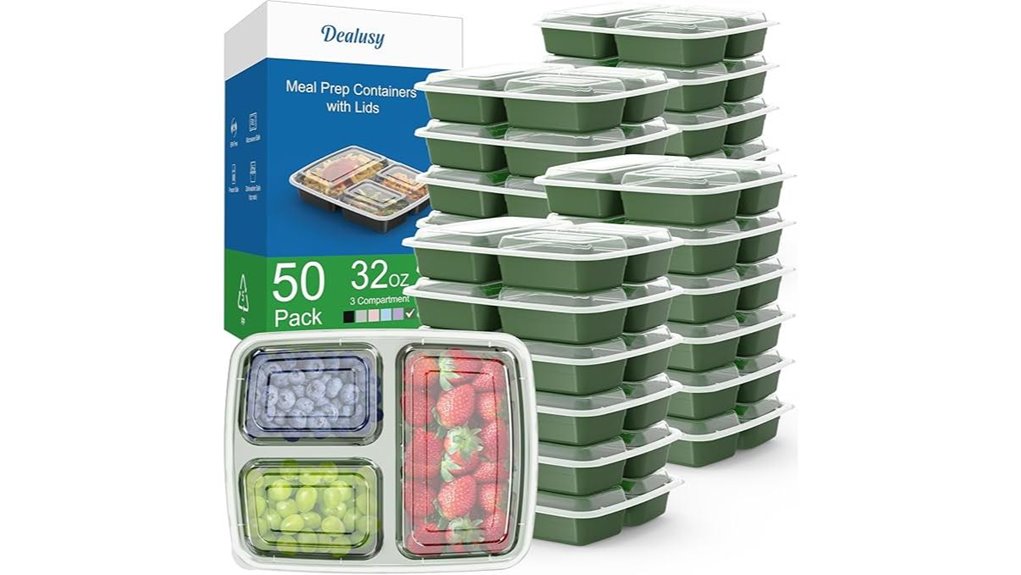 fifty 32oz green tricompartment