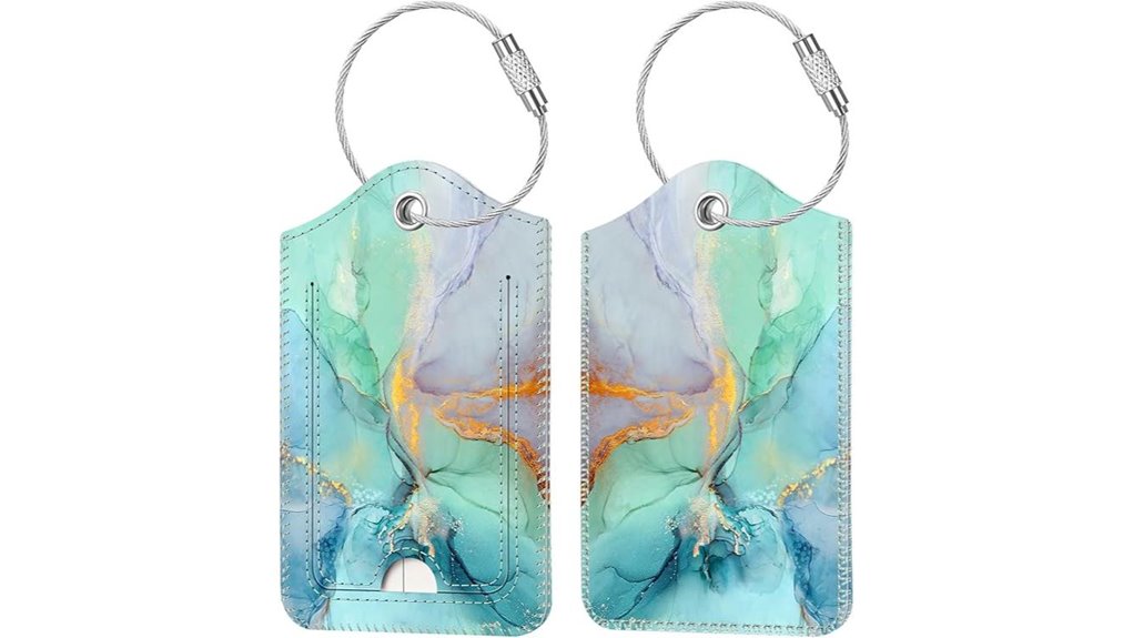 Best Luggage Tag Covers With Privacy Flaps That Stay Shut 4 fintie emerald marble tags