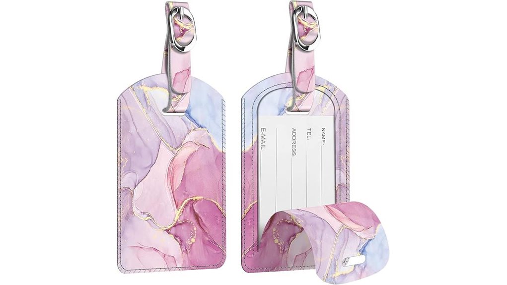 Best Luggage Tag Covers With Privacy Flaps That Stay Shut 5 fintie leather marble tags