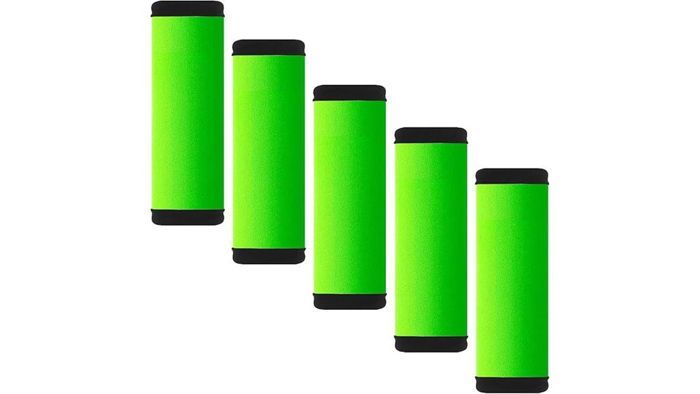 five green neoprene wraps