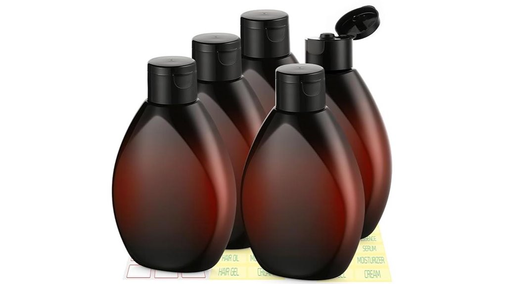 Leakproof Travel Bottles for Shampoo: Flip or Screw Cap 11 five pack 6 9oz plastic squeeze