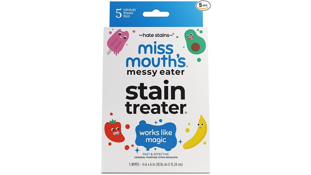 Travel Stain Remover Wipes: On-the-Go Stain Solvers 12 five pack baby stain wipes