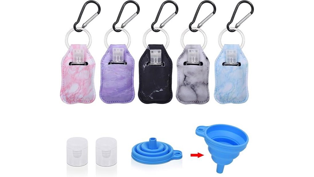 Refillable Hand Sanitizer Bottles (Clip-On Styles) for Travel 4 five piece hand sanitizer keychain