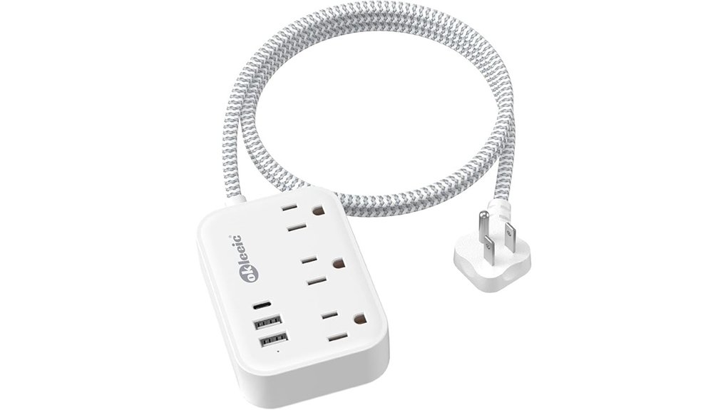 Travel-Friendly Extension Cords (Compact, Multi-Outlet)-Power On 10 flat 3 foot ac usb