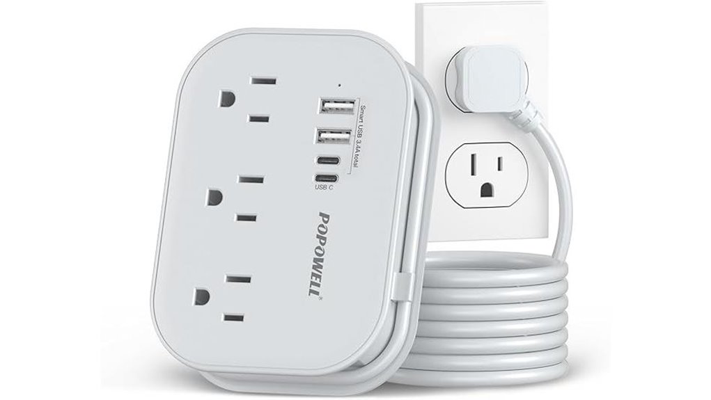 Essential Flat-Plug Power Strips for Travelers 6 flat 3 outlet usb strip