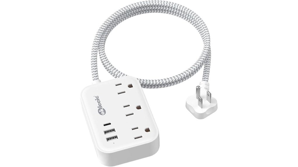 Travel-Friendly Flat‑Plug Extension Cords for On‑The‑Go Power 12 flat 3ac 3usb strip