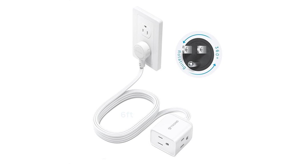 Travel-Friendly Flat‑Plug Extension Cords for On‑The‑Go Power 10 flat 6ft rotating plug