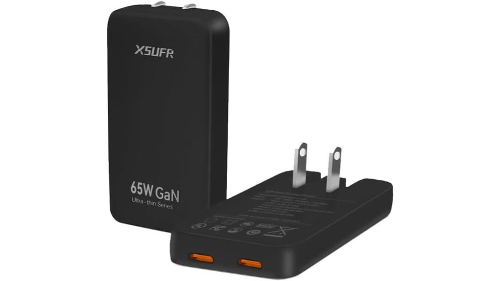 Best multiport USB‑C chargers for travel (compact GaN)–Power 8 flat dual port 65w gan