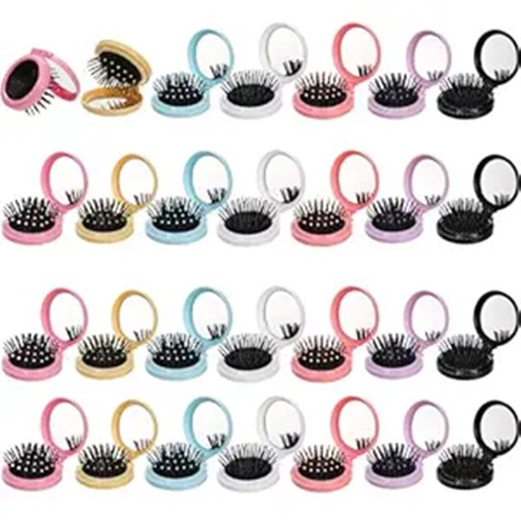 Best Foldable Travel Hair Brushes with Mirrors for On-the-Go 8 foldable 28 pack travel brush