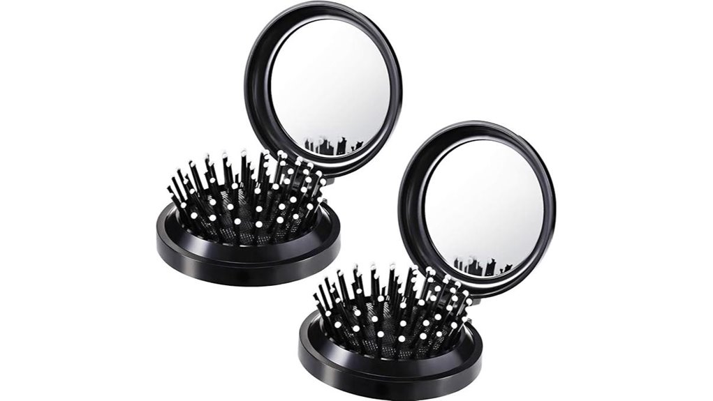 Best Foldable Travel Hair Brushes with Mirrors for On-the-Go 3 foldable 2 piece mirror brush